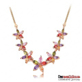 Collier de garniture en fleur zircon doré 18k (CNL0003-C)